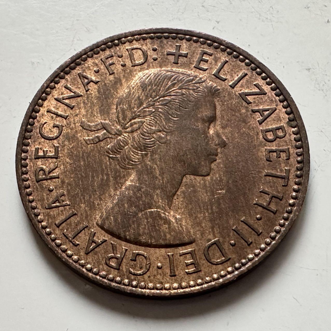 🌹外币初藏🌹🐯2025年第141场  每周二四六晚8️⃣点 接代拍 英国1955年半便士铜币 b