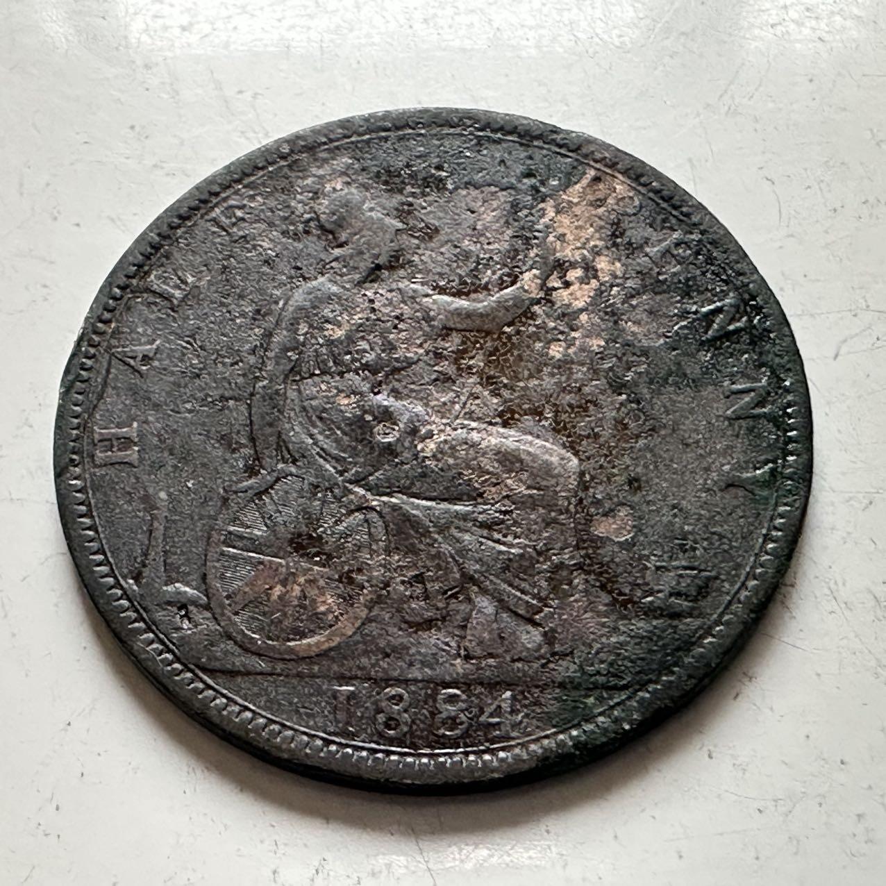 🌹外币初藏🌹🐯2025年第141场  每周二四六晚8️⃣点 接代拍 英国1884年半便士铜币