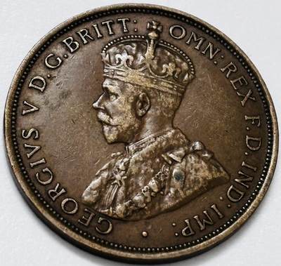 文馨钱币收藏第 285 场，【 长期接收代拍品】银币，评级币，散币场 - 少见早年份极美品 1913 年英属澳大利亚乔治五世 1 便士铜币