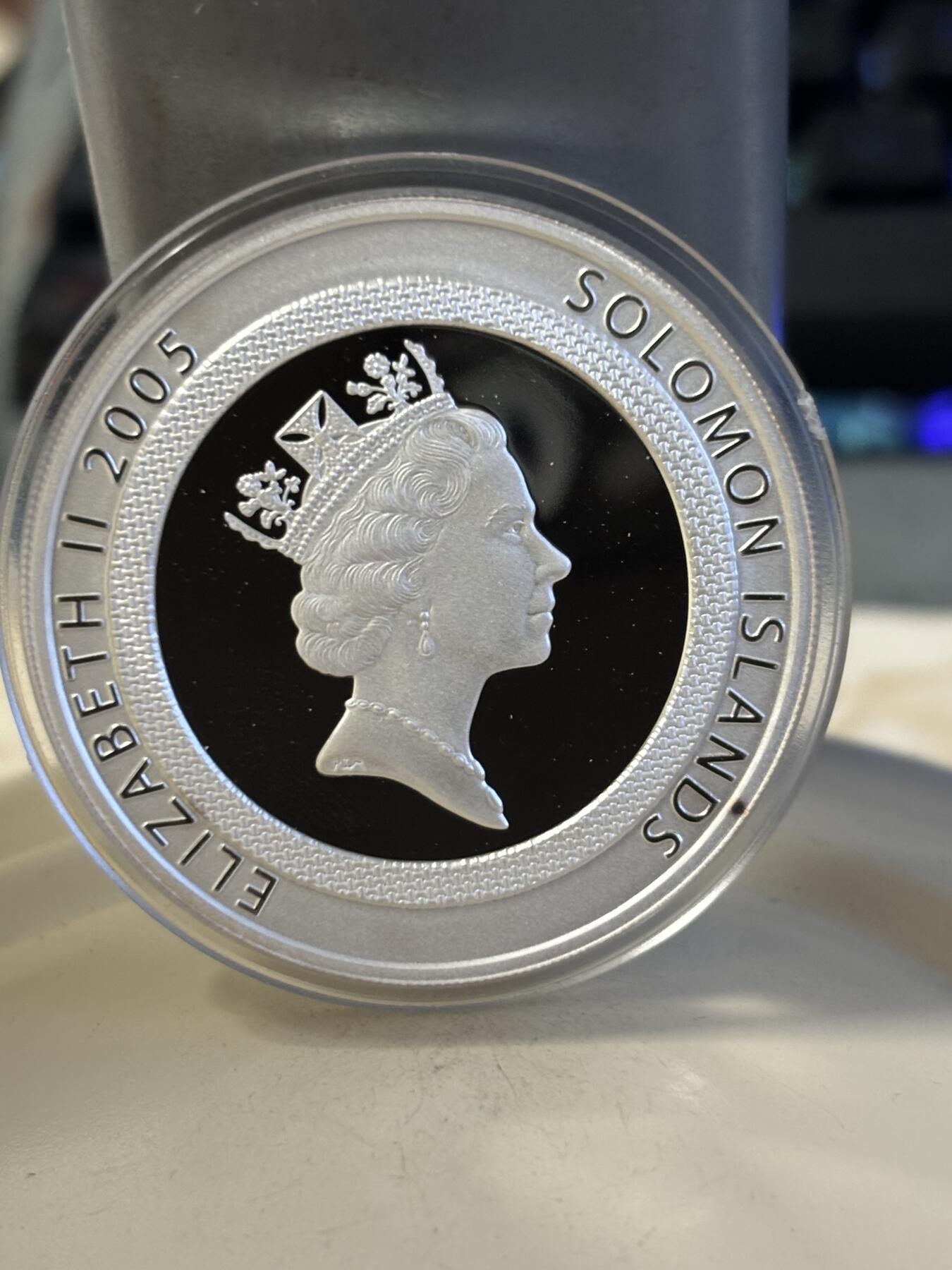 第186期拍卖 所罗门2005年发行2006年世界杯幻彩1盎司纪念银币带盒证书，999银，