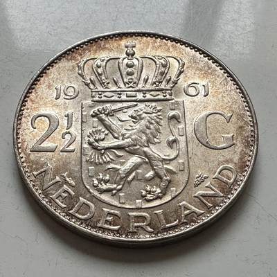 🌹外币初藏🌹🐯2025年第141场  每周二四六晚8️⃣点 接代拍 - 荷兰1961年2.5盾银币 15克 72%银