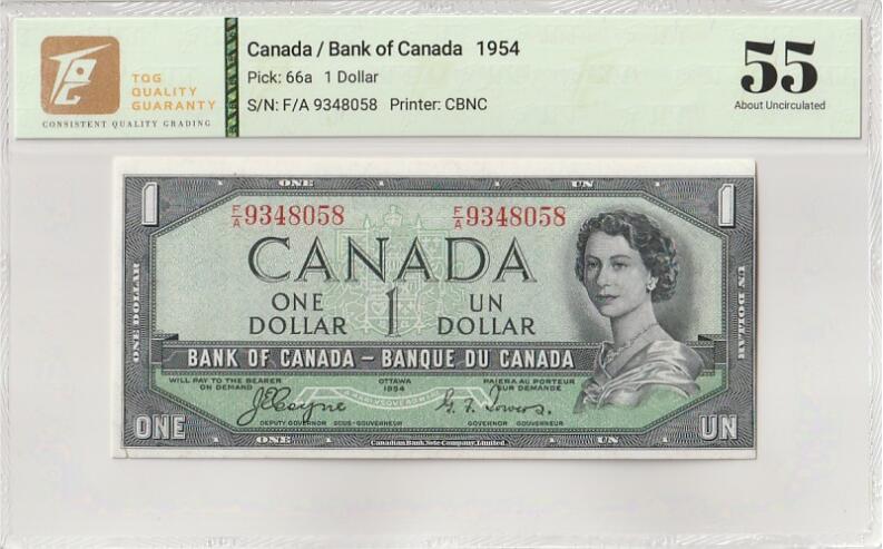 【礼羽收藏】🌏世界钱币拍卖第116期 1954年加拿大1元魔鬼脸