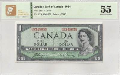 【礼羽收藏】🌏世界钱币拍卖第116期 - 1954年加拿大1元魔鬼脸