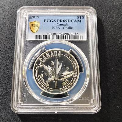 【全场包邮】纯粹捡漏拍487场（免费代拍第24场） - 【收藏级·冠军分】加拿大2015年10元女足世界杯扑救精制纪念银币-PCGS PR69 DCAM