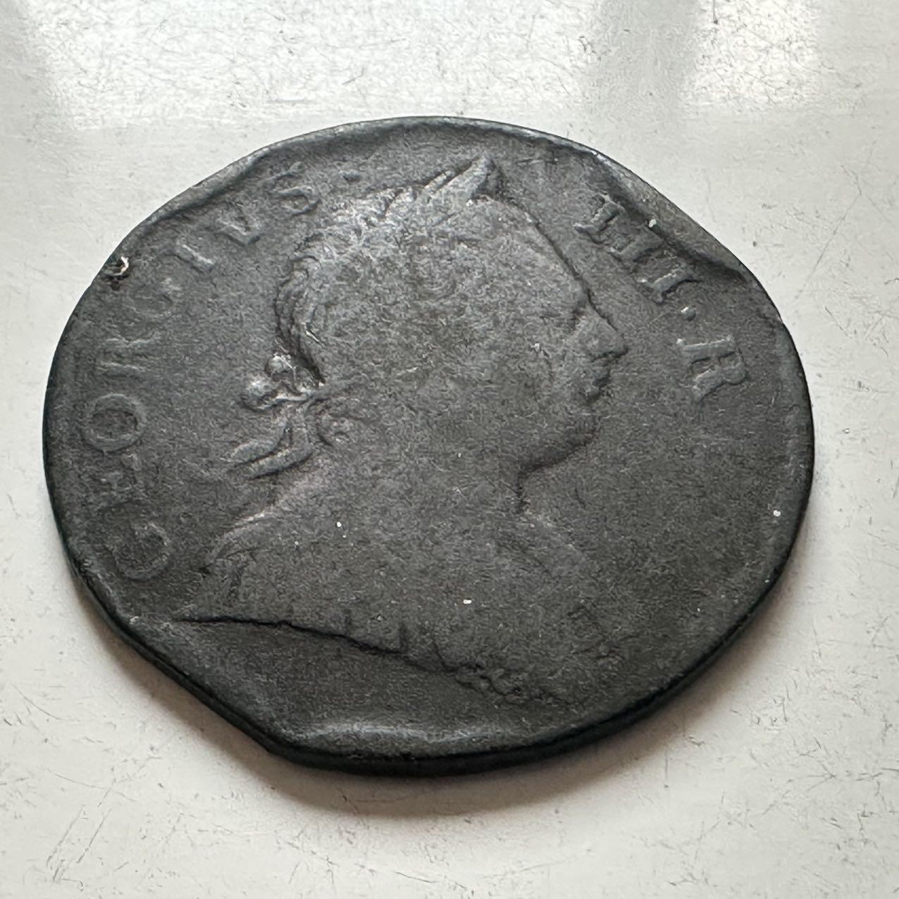 🌹外币初藏🌹🐯2025年第141场  每周二四六晚8️⃣点 接代拍 英国1772年乔治三世半便士铜币 最大直径29.5毫米