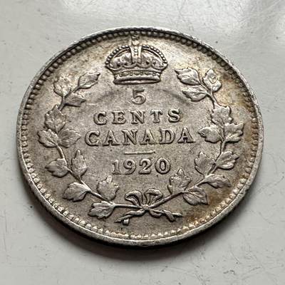 🌹外币初藏🌹🐯2025年第141场  每周二四六晚8️⃣点 接代拍 - 加拿大1920年五分银币