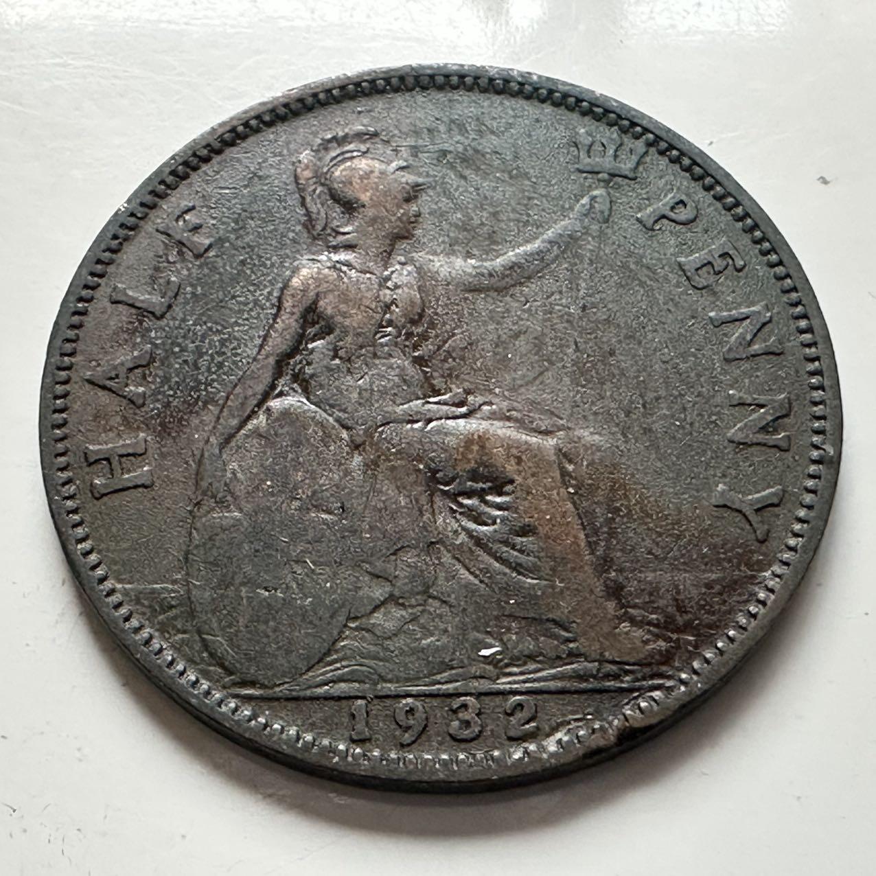 🌹外币初藏🌹🐯2025年第141场  每周二四六晚8️⃣点 接代拍 英国1932年半便士铜币