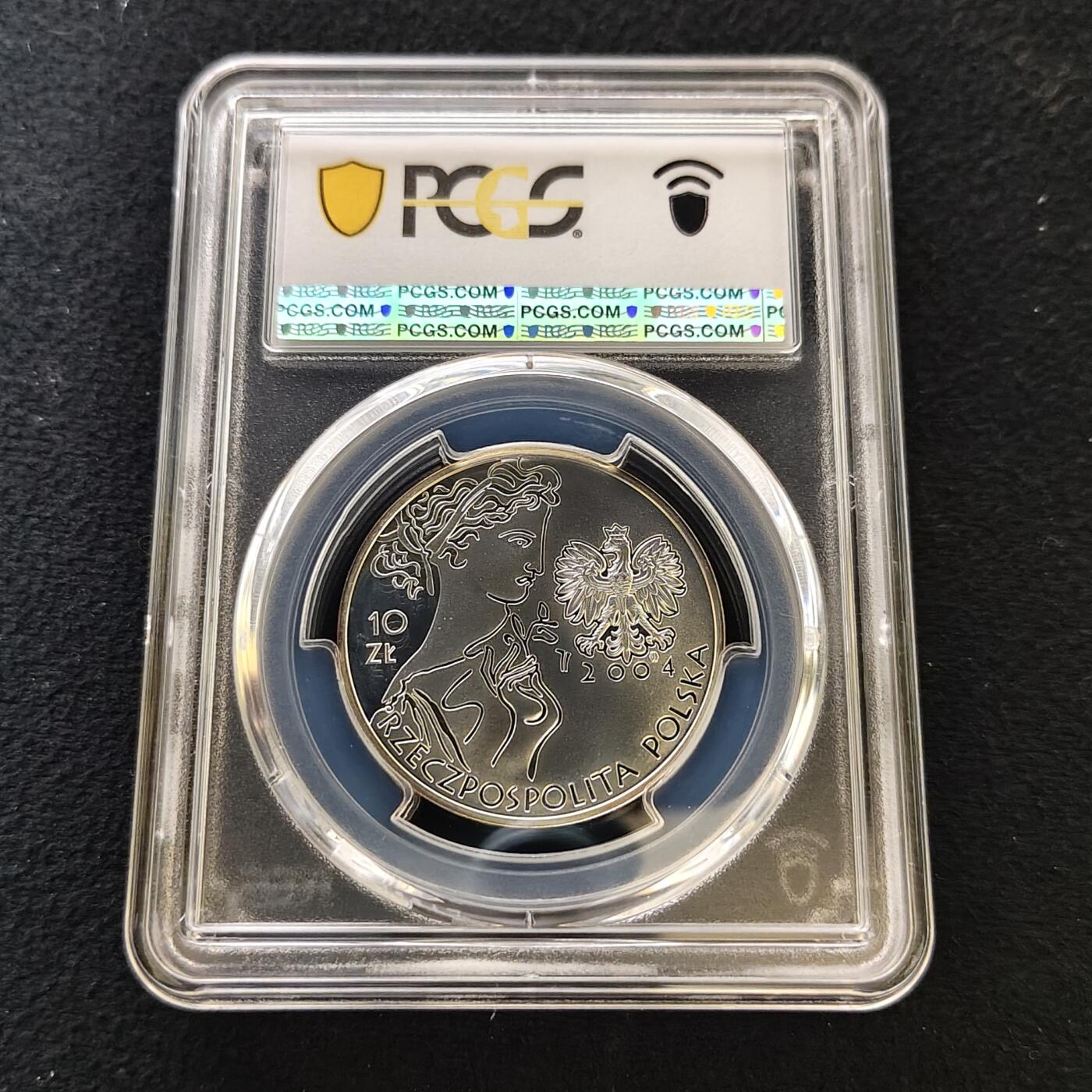 【全场包邮】纯粹捡漏拍487场（免费代拍第24场） 【收藏级·亚军分】波兰2004年10兹洛提雅典奥运会击剑精制纪念银币-PCGS PR68 DCAM（更高分仅1枚）