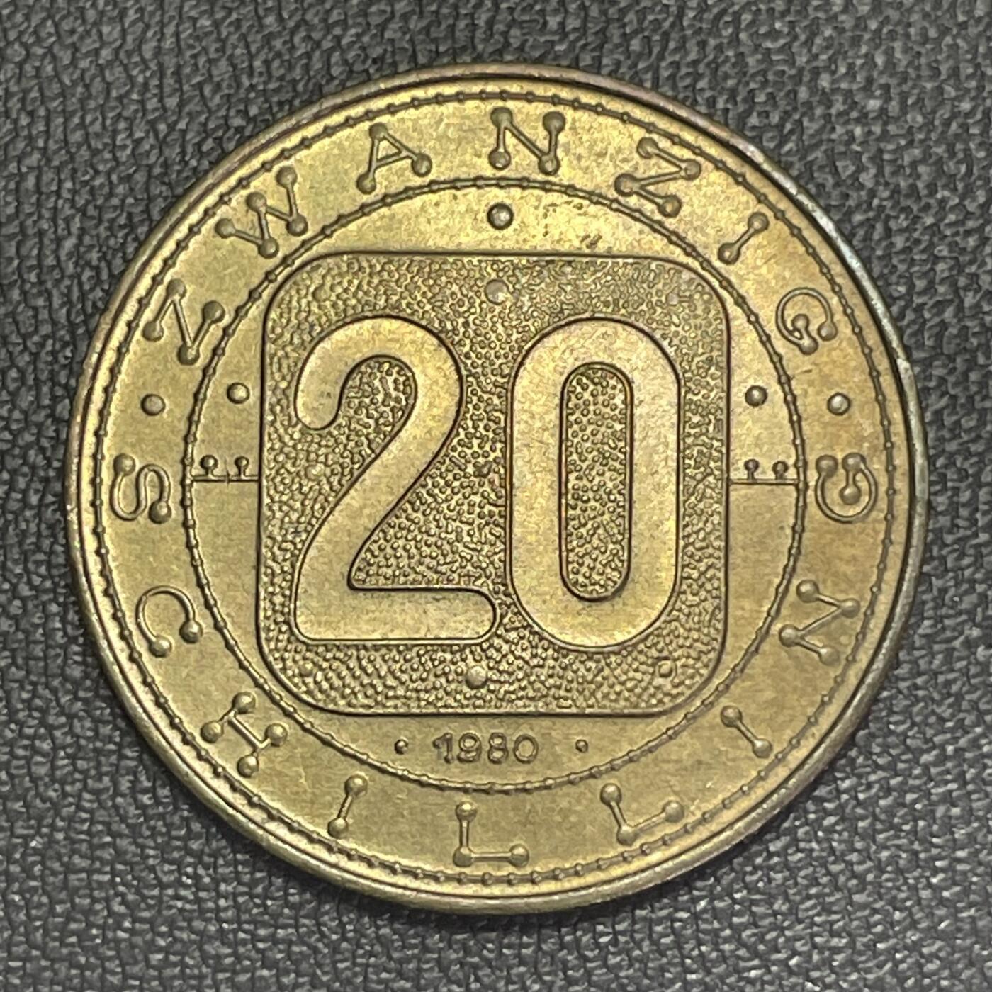 回流1215 较少 奥地利1980年20先令纪念币(九个联邦州首枚) 27.8mm
