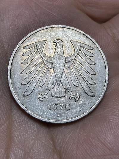 2025年第一百三十六场(总第一百六十二场）外国好品纸夹散币场(免佣金) - 联邦德国🇩🇪1975年5马克(首发年，J标，汉堡造)