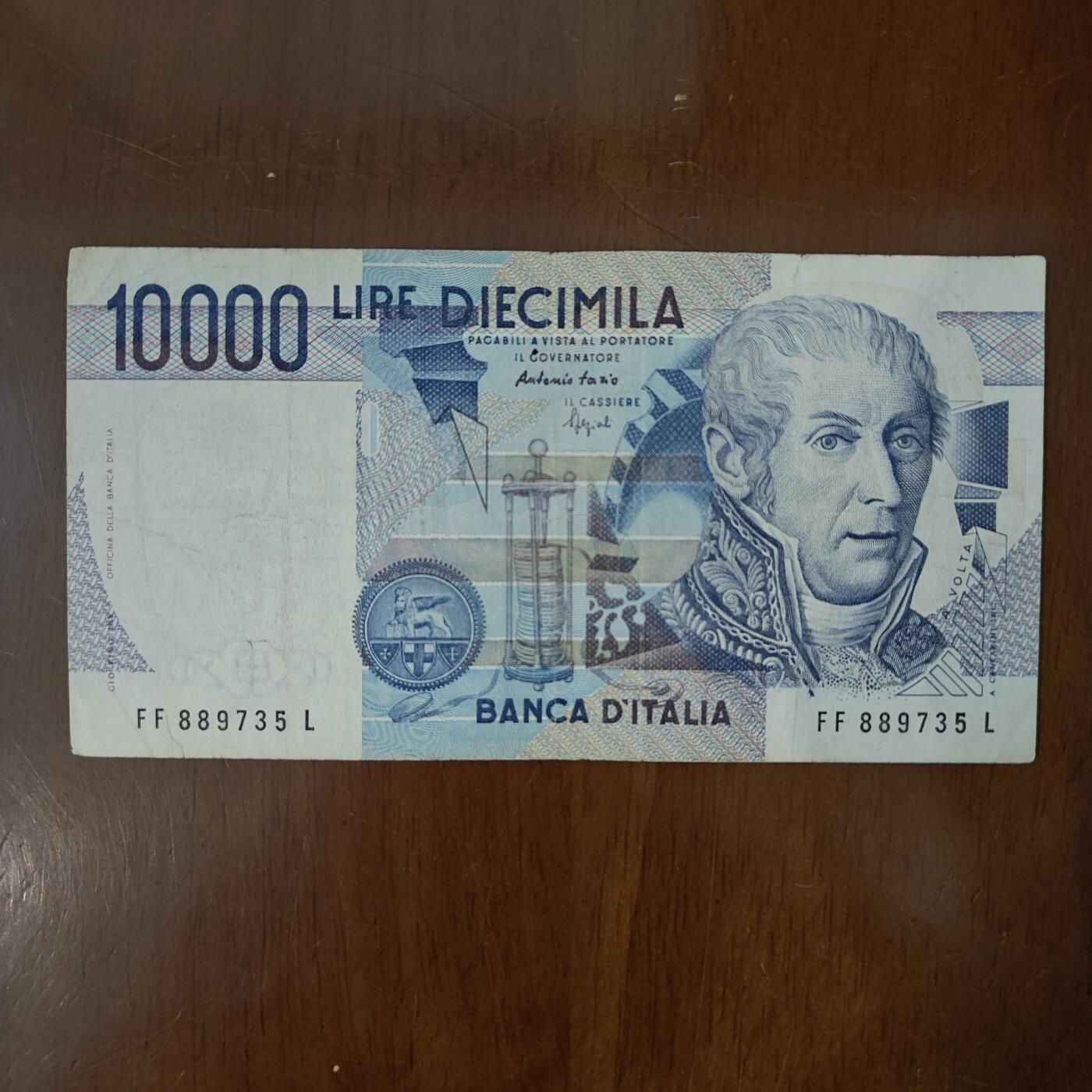 意大利10000里拉纸币 1984年版 物理学家伏流通品原图片
