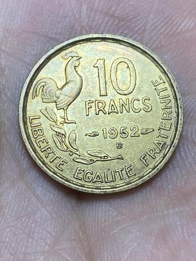 2025年第一百三十六场(总第一百六十二场）外国好品纸夹散币场(免佣金) - 法兰西第四共和国1952年10法郎(B标，博蒙莱罗热造)