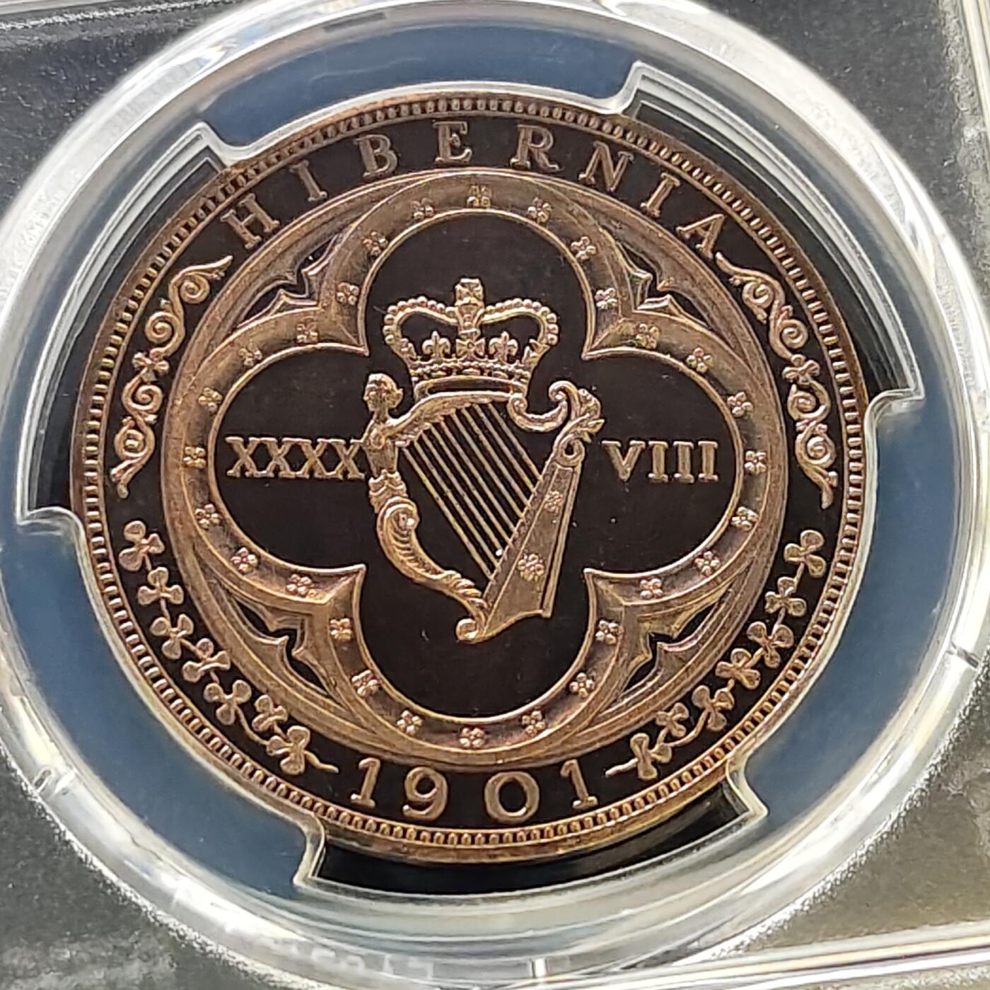 【全场包邮】纯粹捡漏拍487场（免费代拍第24场） 【收藏级·冠军分·稀少】爱尔兰1901年爱德华七世48便士精制COPPER铜币X13b-量425-PCGS PR67 RD