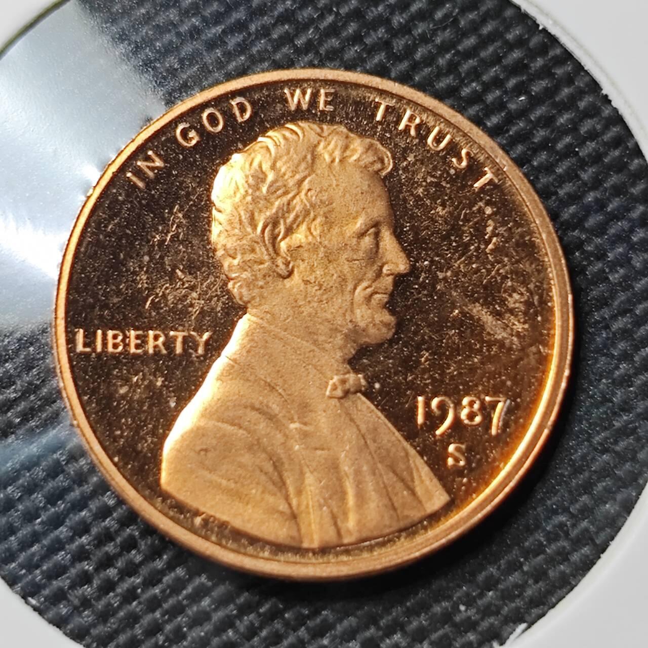 KK钱币收藏小铺 第380期  2月预留时间 周末发货  1987美国1分精制币