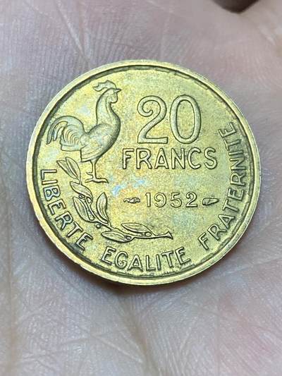 2025年第一百三十六场(总第一百六十二场）外国好品纸夹散币场(免佣金) - 法兰西第四共和国1952年20法郎(第二版)