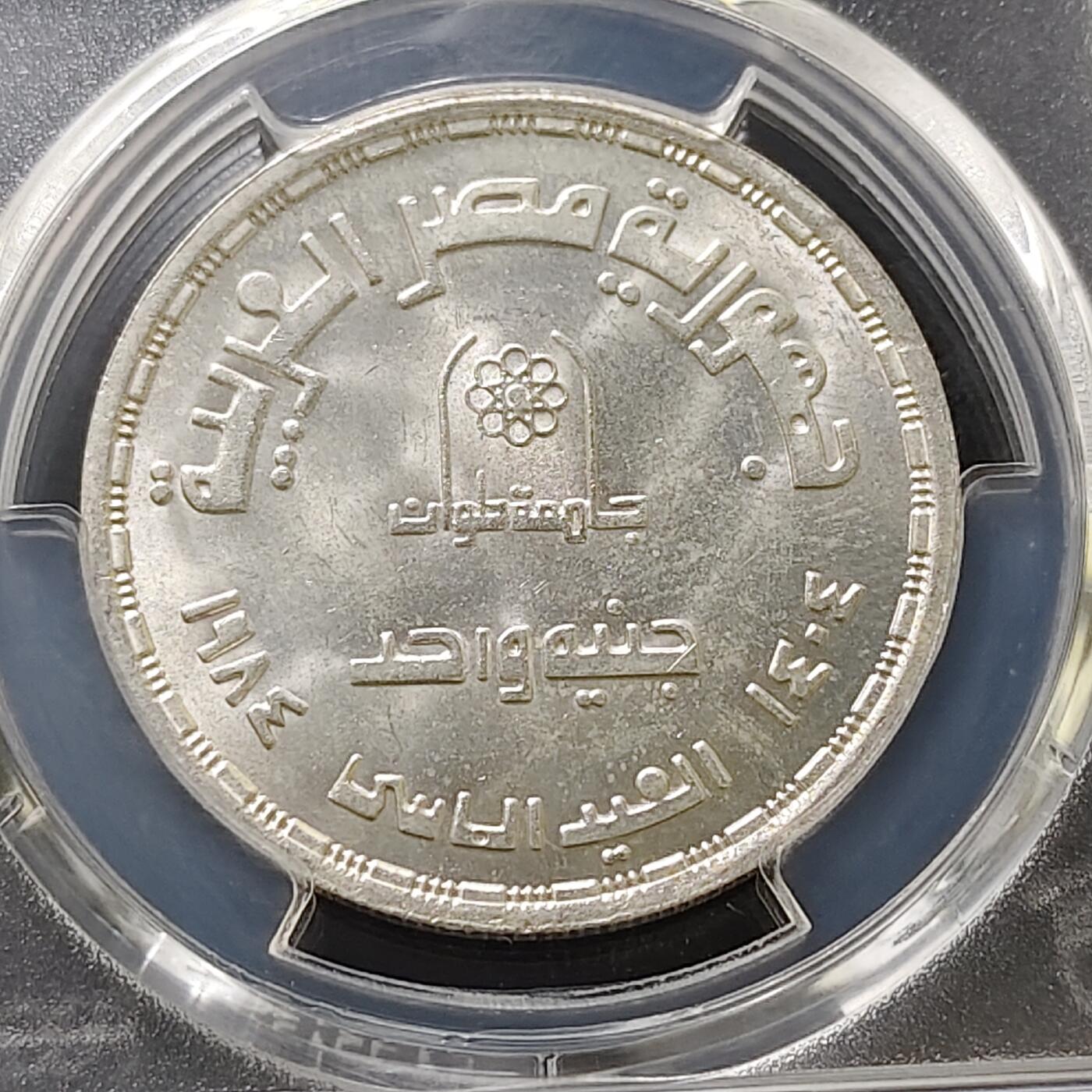 【全场包邮】纯粹捡漏拍487场（免费代拍第24场） 【收藏级】埃及1984年1镑哈勒旺大学美术学院成立75周年纪念银币-PCGS MS64（更高分仅4枚）