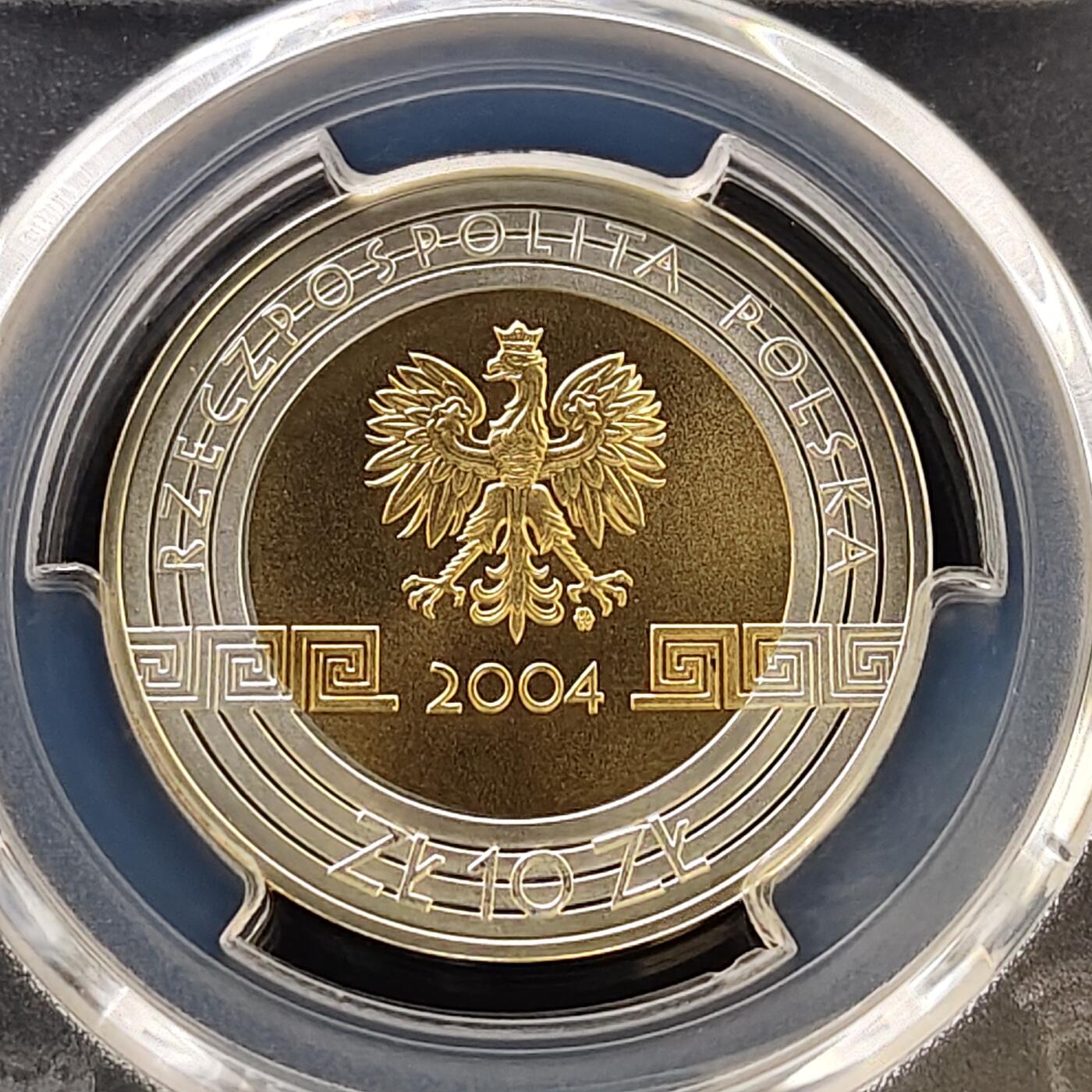 【全场包邮】纯粹捡漏拍487场（免费代拍第24场） 波兰2004年10兹洛提雅典奥运会精制局部镀金纪念银币-PCGS PR68 DCAM