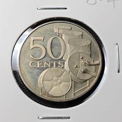 KK钱币收藏小铺 第380期  2月预留时间 周末发货 -  1974特立尼达和多巴哥50分精制氧化