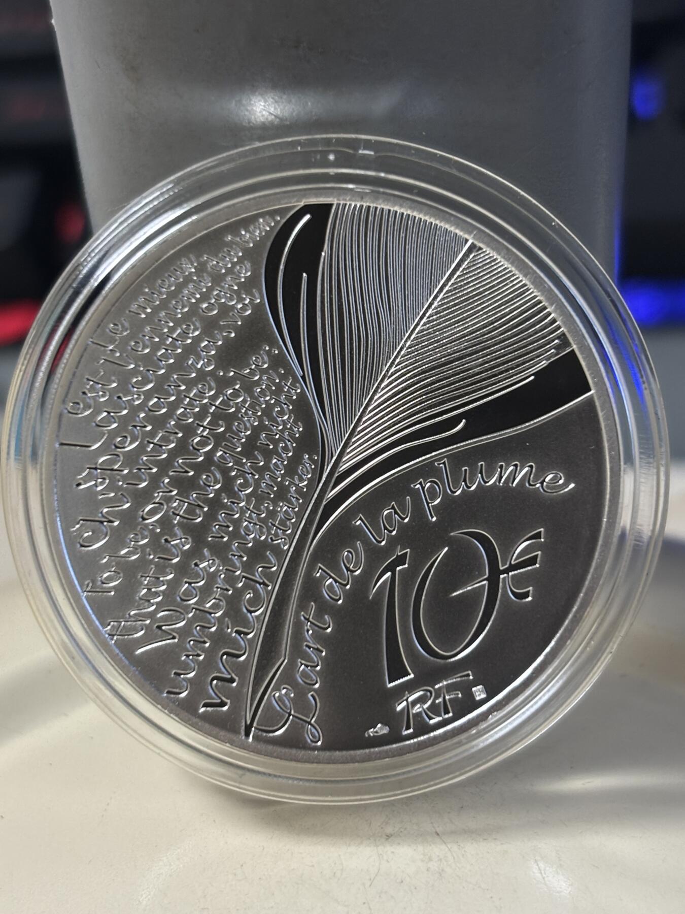 第186期拍卖 法国2025年儒勒凡尔纳120周年海底两万里10欧纪念银币，999银，22.2克，发行2500枚