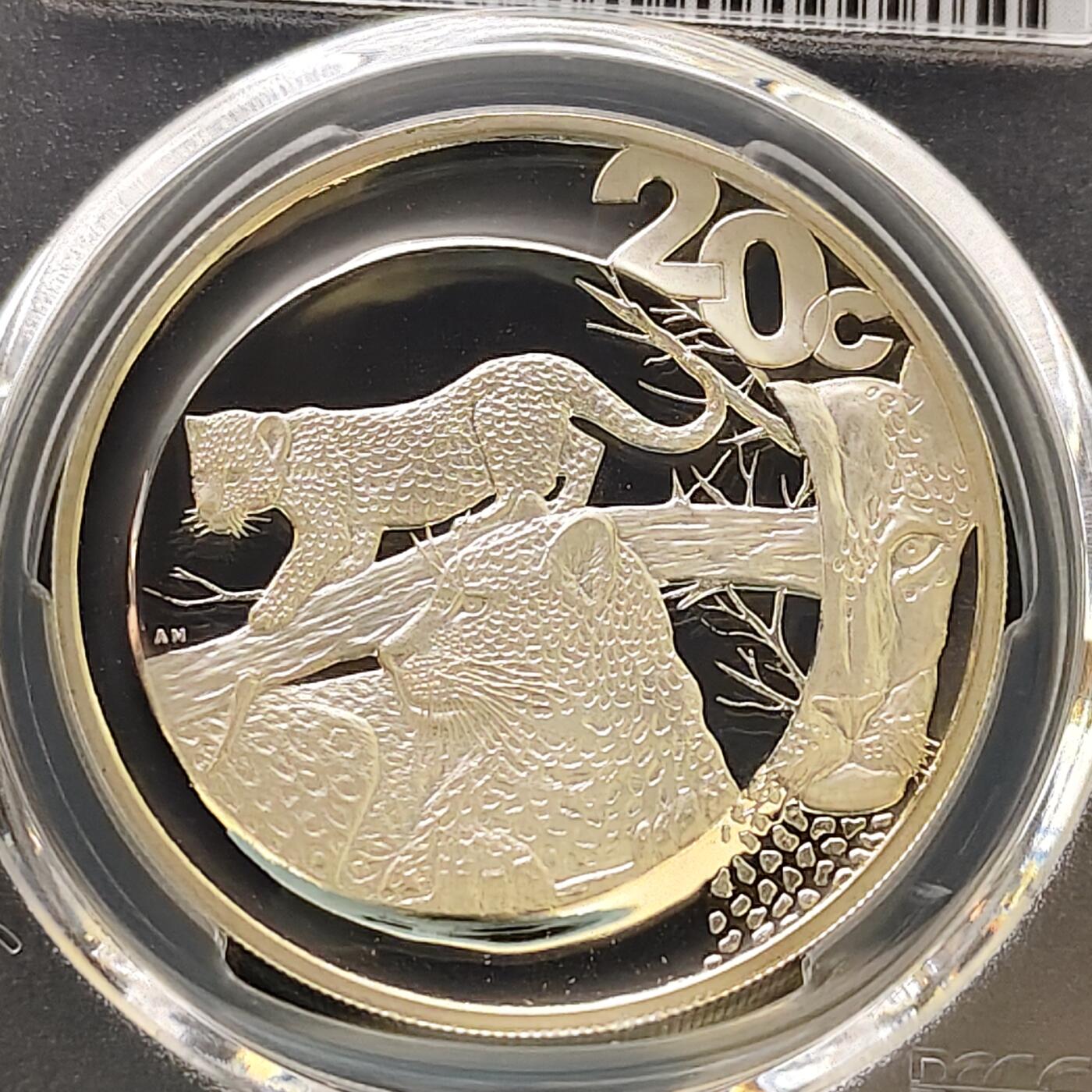 【全场包邮】纯粹捡漏拍487场（免费代拍第24场） 【收藏级·冠军分·稀少】南非2004年20分非洲五霸系列豹精制纪念银币-量约2000-PCGS PR69 DCAM