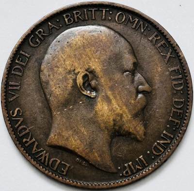 文馨钱币收藏第 285 场，【 长期接收代拍品】银币，评级币，散币场 - 极美品 1905 年英国爱德华七世半便士铜币