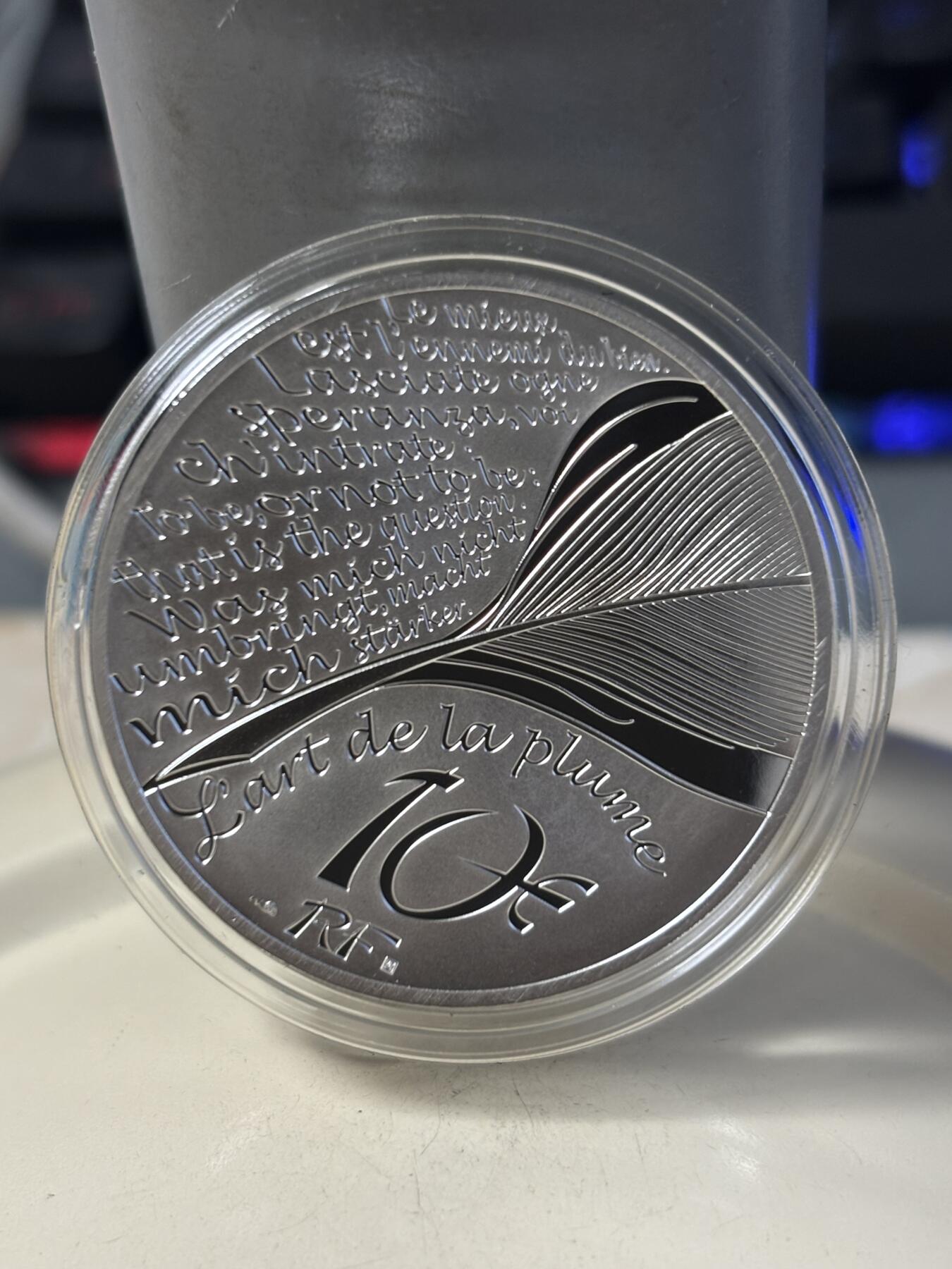 第186期拍卖 法国2025年儒勒凡尔纳120周年从地球到月球10欧纪念银币，999银，22.2克，发行2500枚