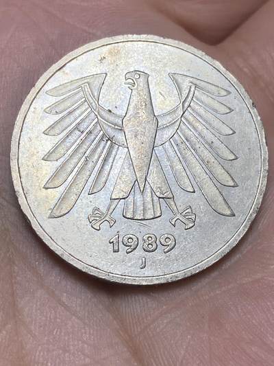 2025年第一百三十六场(总第一百六十二场）外国好品纸夹散币场(免佣金) - 联邦德国🇩🇪1989年5马克(J标，汉堡造)