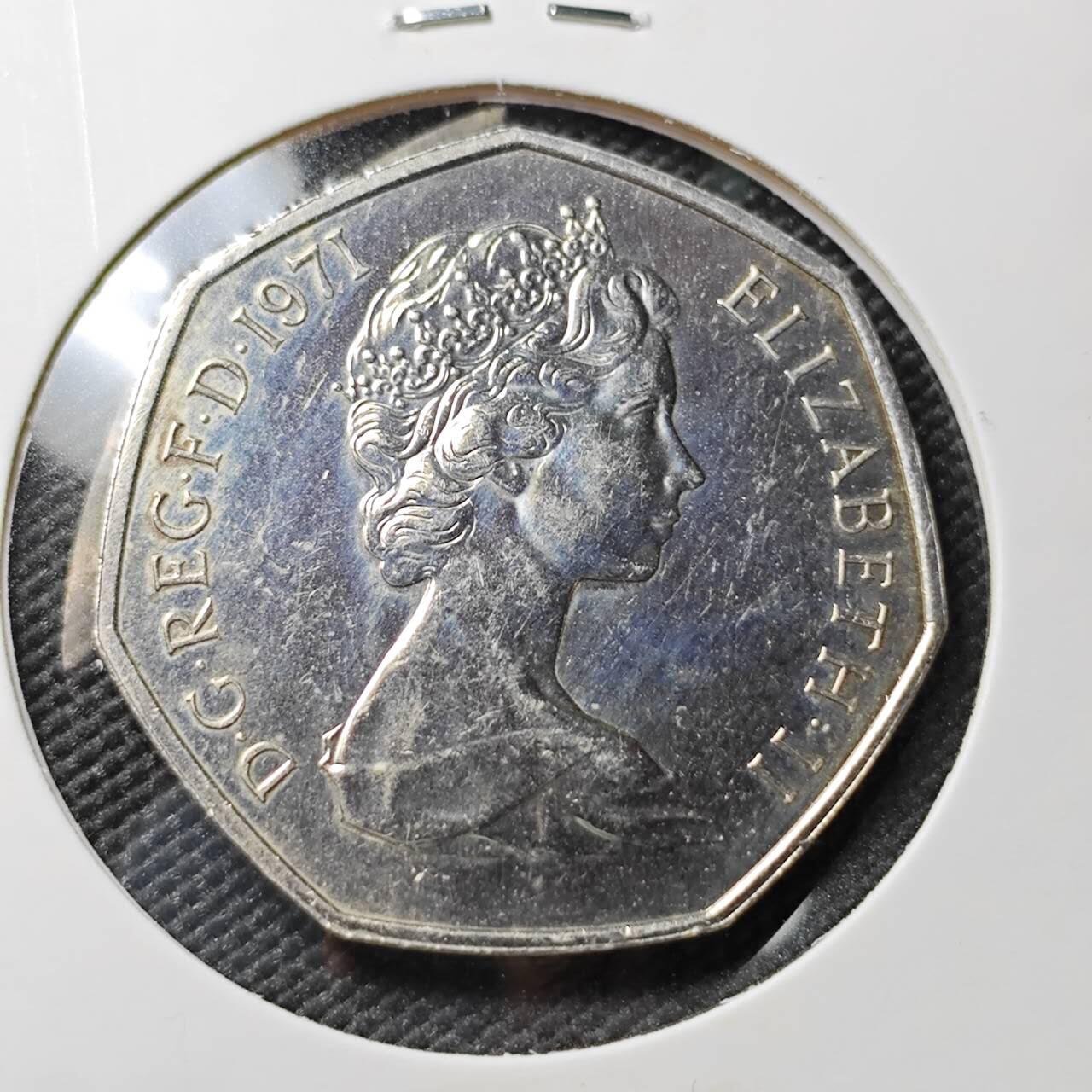 KK钱币收藏小铺 第380期  2月预留时间 周末发货  1971英国50便士精制币