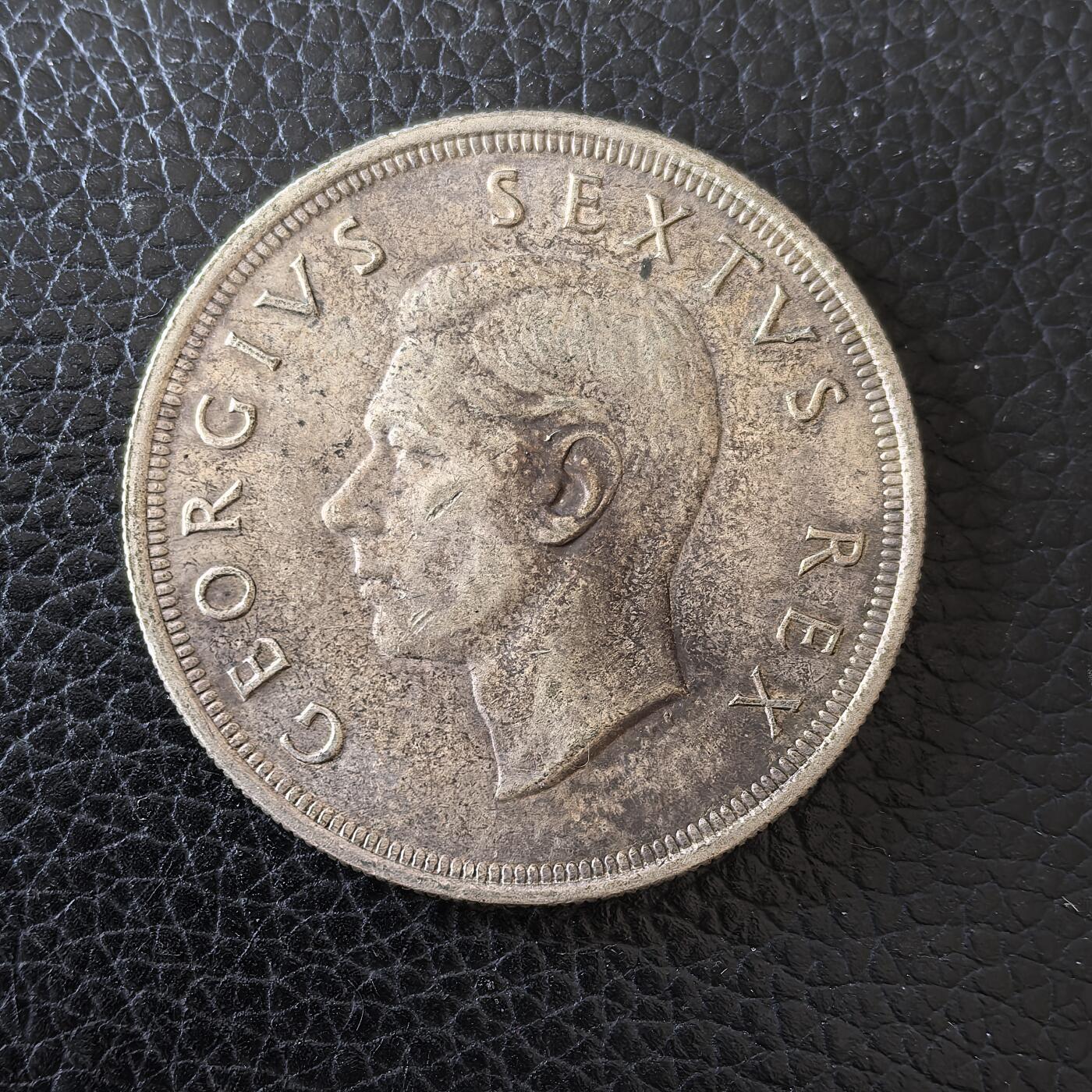 道一币馆币章第一百五十九场 南非1950年跳羚5先令银币  28.28g 800s