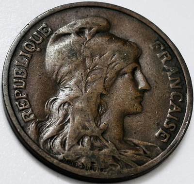 文馨钱币收藏第 285 场，【 长期接收代拍品】银币，评级币，散币场 - 少见极美品 1912 年法兰西第三共和国玛丽安娜女神 10 分大铜币，第二版