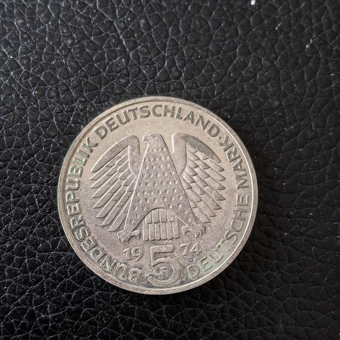 道一币馆币章第一百五十九场 德国1974年宪法颁布25周年5马克纪念银币