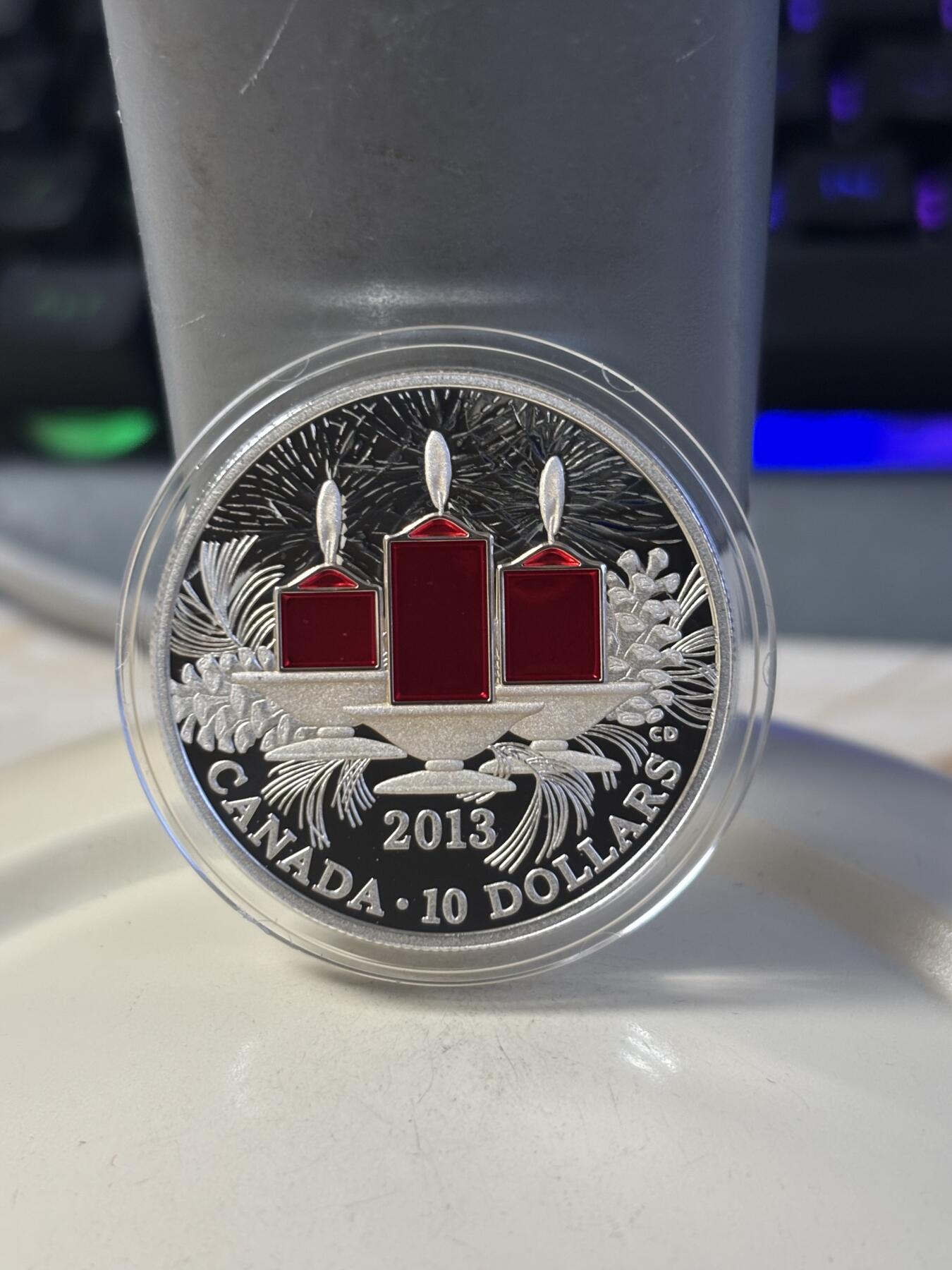 第186期拍卖 加拿大2013年蜡烛彩色纪念银币，9999银，15.87克，发行10000枚