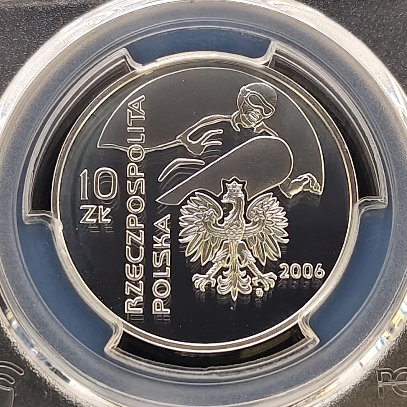 【全场包邮】纯粹捡漏拍487场（免费代拍第24场） 波兰2006年10兹洛提都灵冬奥会单板滑雪精制纪念银币-PCGS PR67 DCAM