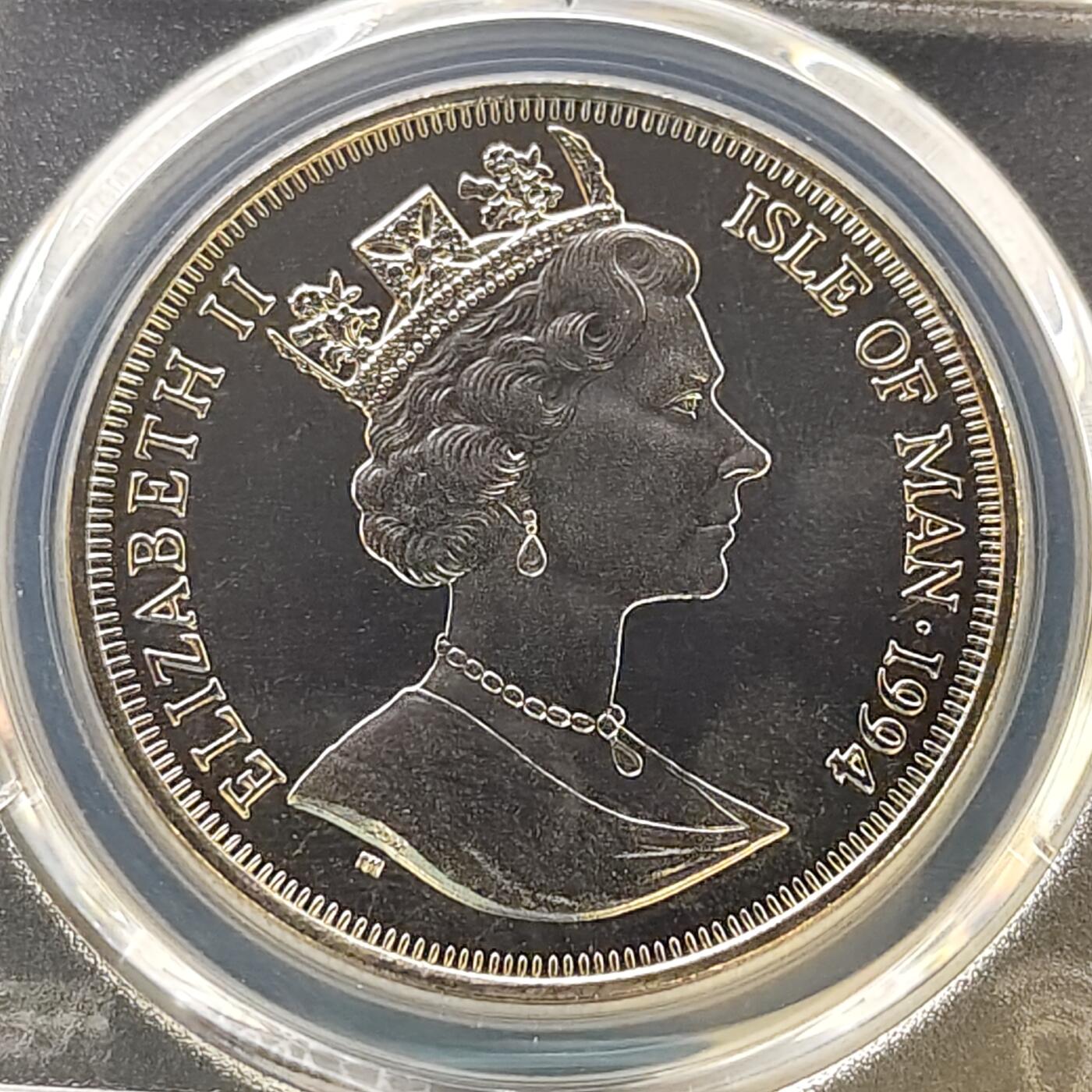 【全场包邮】纯粹捡漏拍487场（免费代拍第24场） 【收藏级·冠军分】马恩岛1994年1克朗D-DAY日50周年登陆舰克朗型纪念币-PCGS MS66