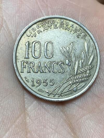2025年第一百三十六场(总第一百六十二场）外国好品纸夹散币场(免佣金) - 法兰西第四共和国1955年100法郎