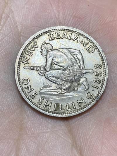2025年第一百三十六场(总第一百六十二场）外国好品纸夹散币场(免佣金) - 新西兰🇳🇿1956年1先令(伊丽莎白二世青年桂冠第二版，首发年)