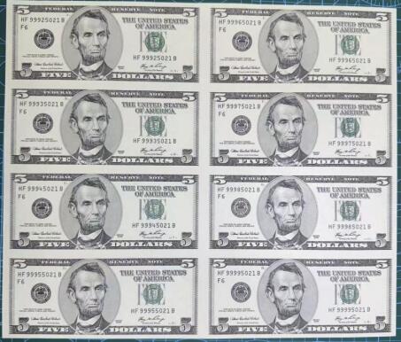 【礼羽收藏】🌏世界钱币拍卖第116期 美国2006年大头5元8连体钞