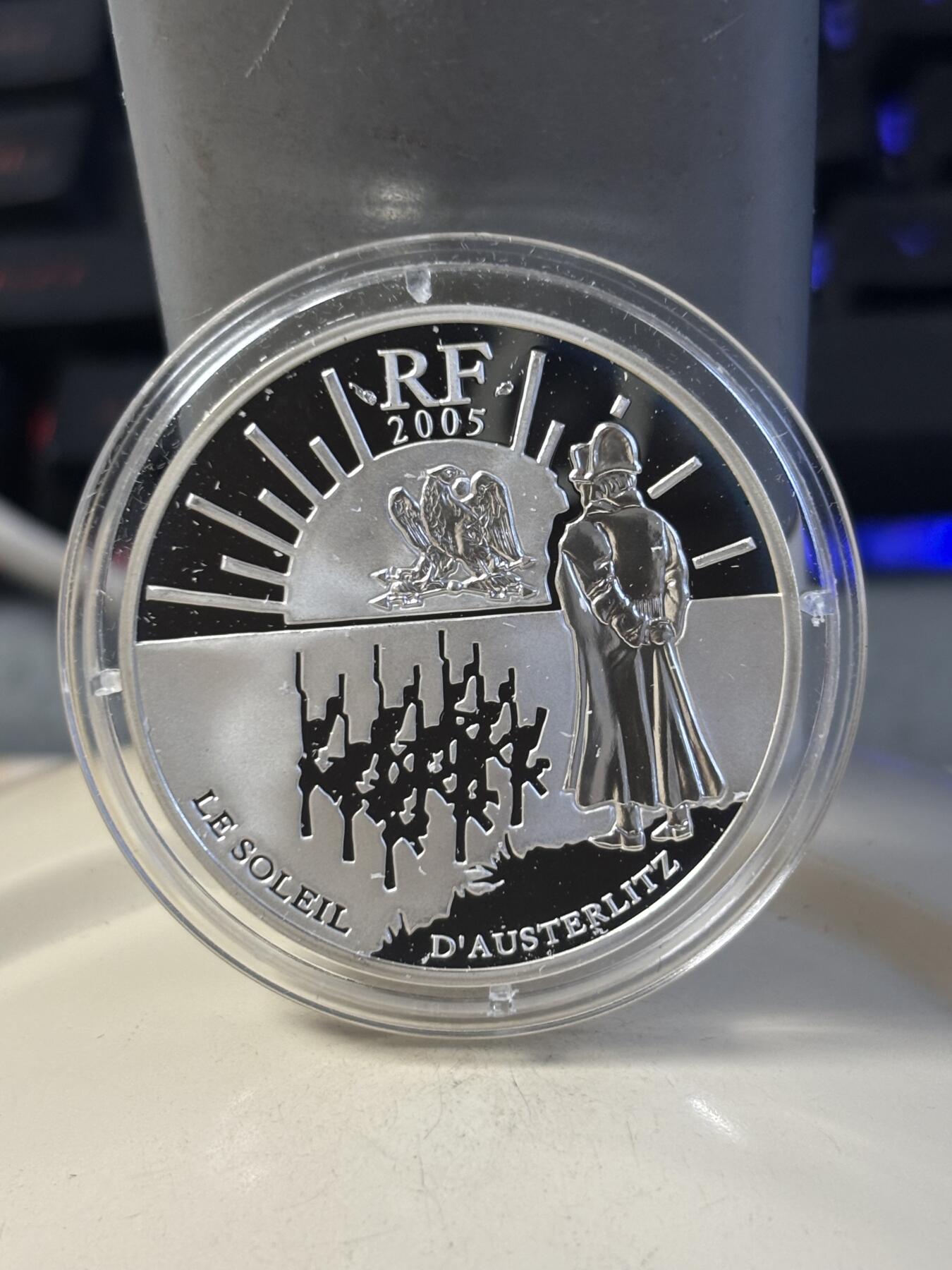 第186期拍卖 法国2005年奥斯特利茨战役200周年纪念银币，900银，22.2克，发行15000枚，有氧化，