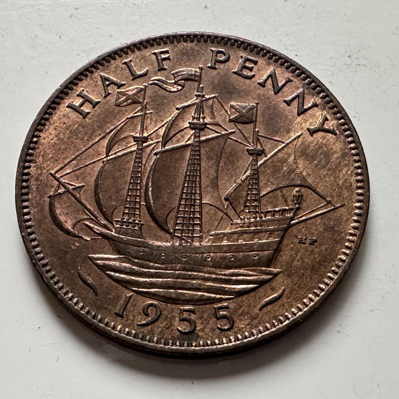 🌹外币初藏🌹🐯2025年第141场  每周二四六晚8️⃣点 接代拍 英国1955年半便士铜币 b