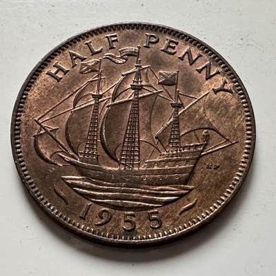 🌹外币初藏🌹🐯2025年第141场  每周二四六晚8️⃣点 接代拍 - 英国1955年半便士铜币 b