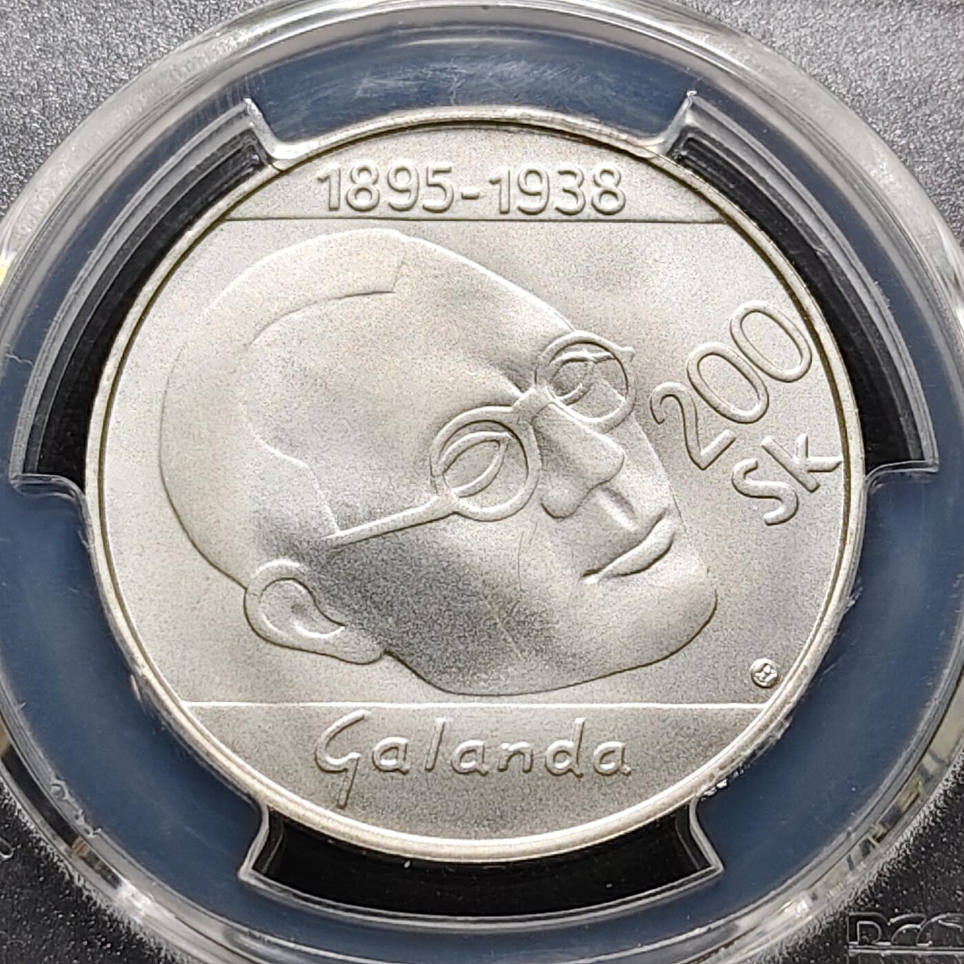 【全场包邮】纯粹捡漏拍487场（免费代拍第24场） 斯洛伐克1995年200克朗画家米库拉斯·加兰达诞生100周年纪念银币-PCGS MS66（更高分仅2枚）