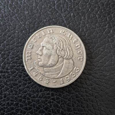 道一币馆币章第一百五十九场 - 德国1933年马丁路德诞辰450年2马克纪念银币