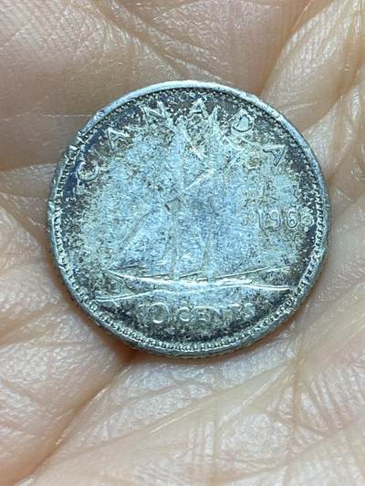 2025年第一百三十七场(总第一百六十三场）外国好品散币场(免佣金) - 加拿大🇨🇦1965年10分银币(伊丽莎白二世中年花冠第一版，首发年仅发行2年，800高银)