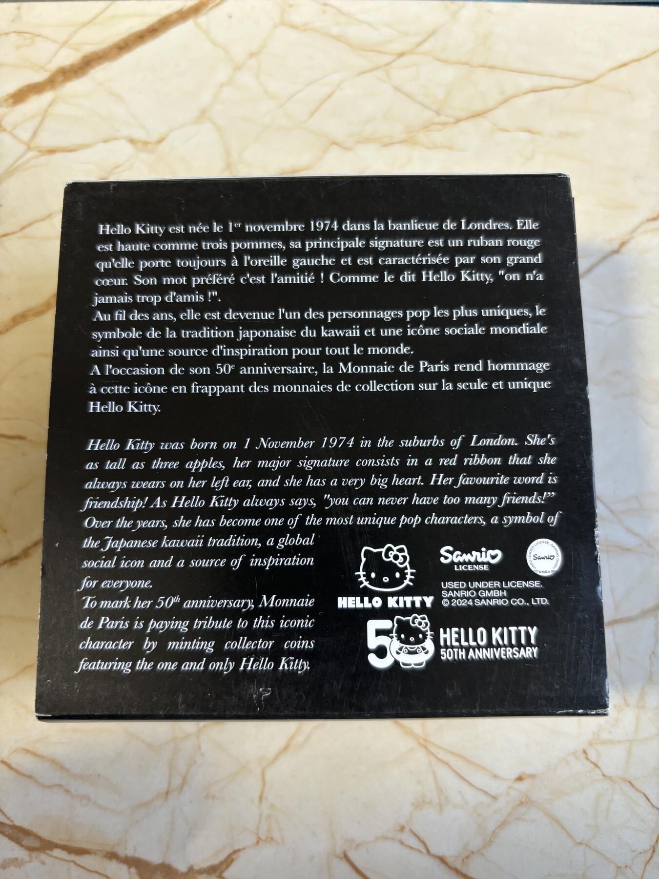 第186期拍卖 法国2024年Hello Kitty50周年纪念银币，999银，22.2克