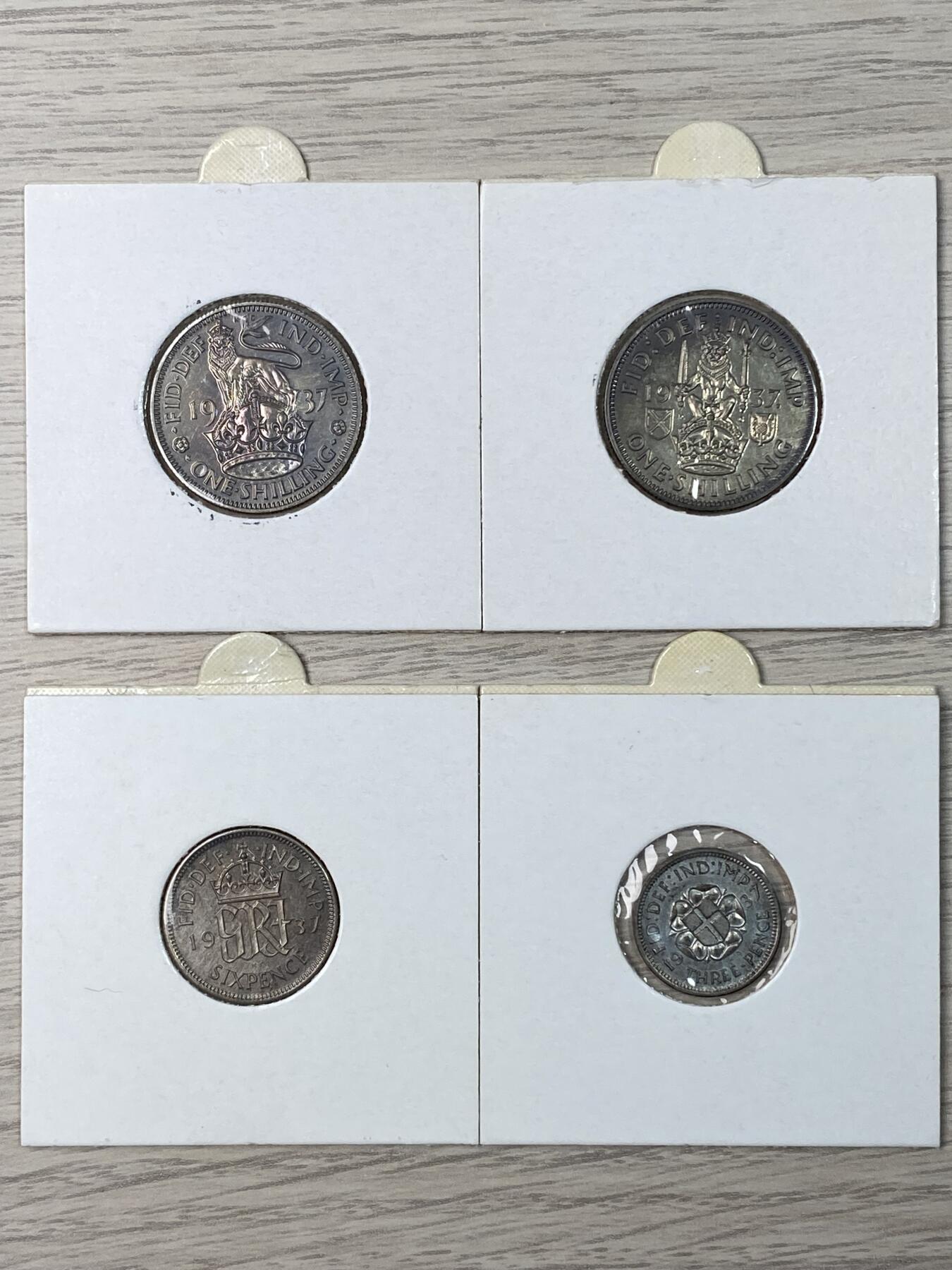 万国钱币拍卖第057期（万国冬季大拍） 1937英国乔治六世登基15枚套币 老藏家出品 手写标签 克朗已评级 全套原味状态