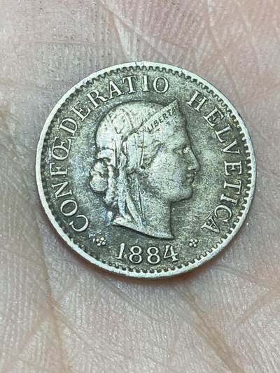 2025年第一百三十六场(总第一百六十二场）外国好品纸夹散币场(免佣金) - 稀少早期年份–瑞士🇨🇭1884年5拉彭(第二版，B标伯尔尼造)