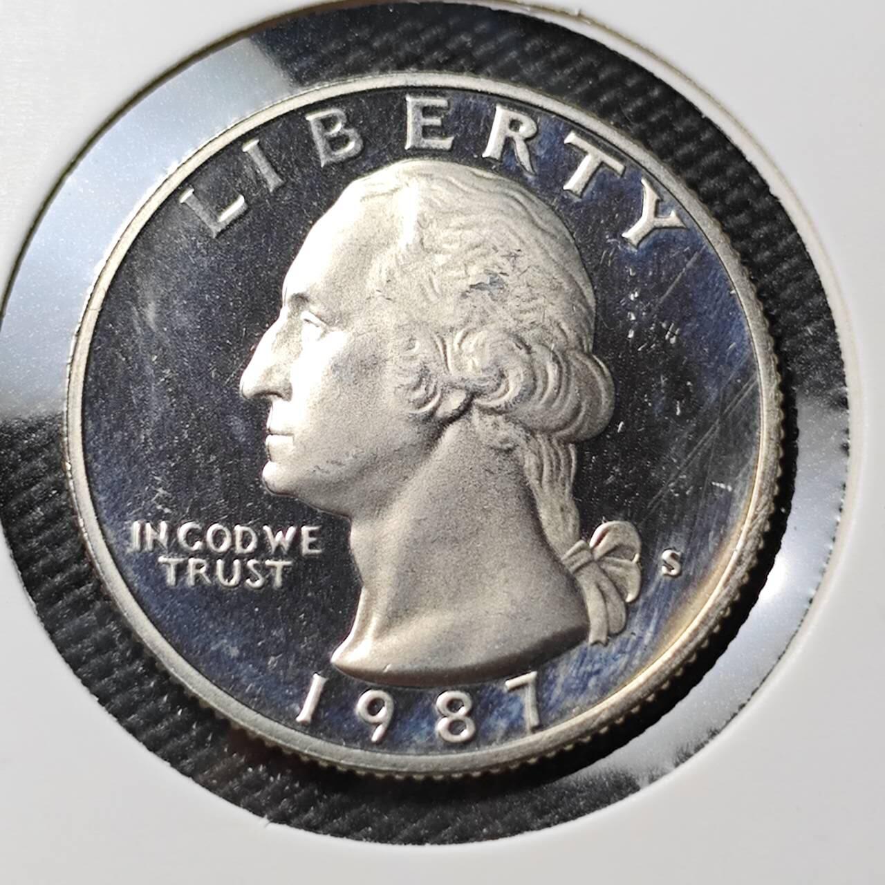 KK钱币收藏小铺 第380期  2月预留时间 周末发货  1987美国25分精制币