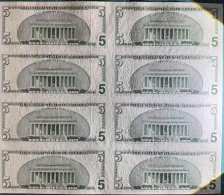 【礼羽收藏】🌏世界钱币拍卖第116期 美国2006年大头5元8连体钞