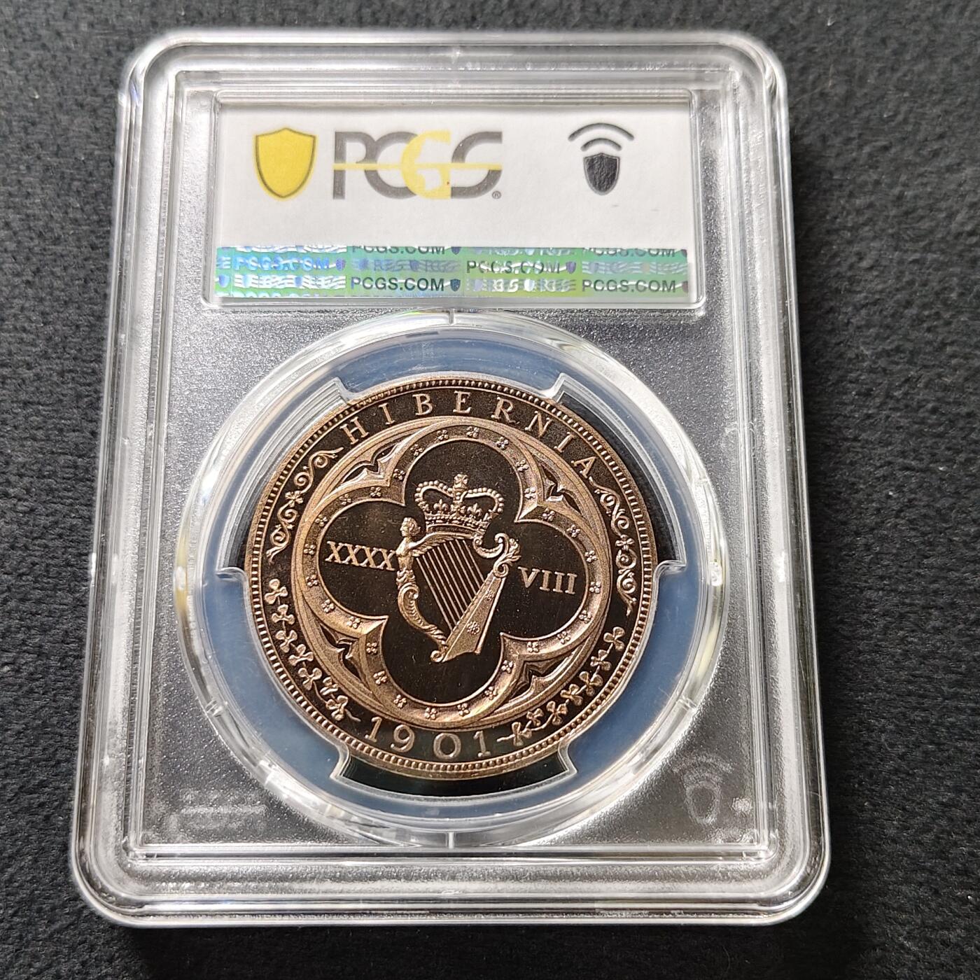 【全场包邮】纯粹捡漏拍487场（免费代拍第24场） 【收藏级·冠军分·稀少】爱尔兰1901年爱德华七世48便士精制COPPER铜币X13b-量425-PCGS PR67 RD