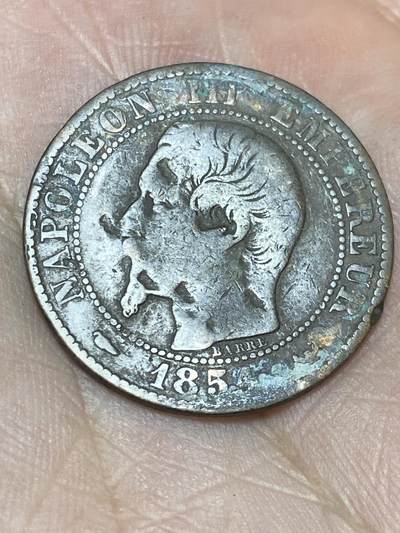 2025年第一百三十六场(总第一百六十二场）外国好品纸夹散币场(免佣金) - 有伤–法兰西第二帝国1854年5生丁(拿破仑三世第一版，W标里尔造)